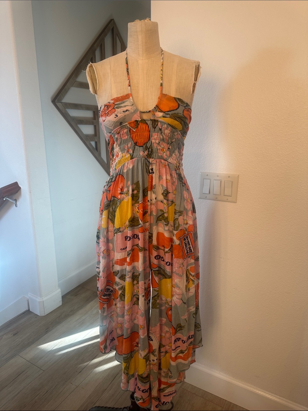 NWT Urban Outfitters Halter Maxi Dress in Pink, Orange, Yellow